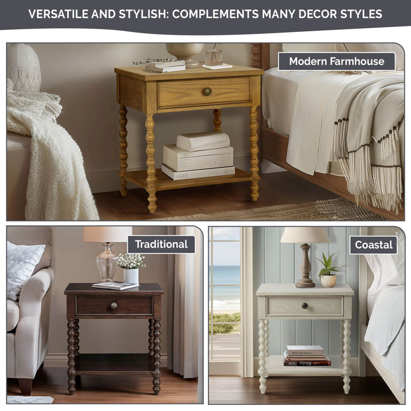 Madison Park Signature Beckett Turned Wood Spindle Nightstand with